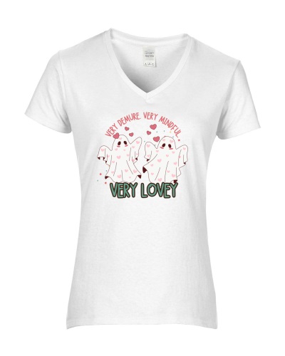 Epic Ladies Very Cutesy Ghosties Love Valetines V-Neck Graphic T-Shirts. Free shipping.  Some exclusions apply.