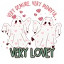 Epic Ladies Very Cutesy Ghosties Love Valetines V-Neck Graphic T-Shirts