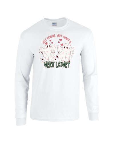 Epic Very Cutesy Ghosties Love Valetines Long Sleeve Cotton Graphic T-Shirts. Free shipping.  Some exclusions apply.