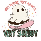 Epic Ladies Very Cutesy Ghosties Skateboard Shred V-Neck Graphic T-Shirts