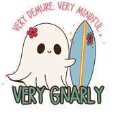 Epic Ladies Very Cutesy Ghosties Gnarly Surfing V-Neck Graphic T-Shirts