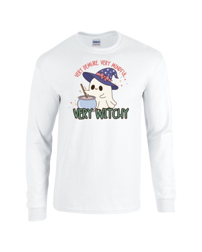 Epic Very Cutesy Ghosties Witchy Spooky Long Sleeve Cotton Graphic T-Shirts. Free shipping.  Some exclusions apply.