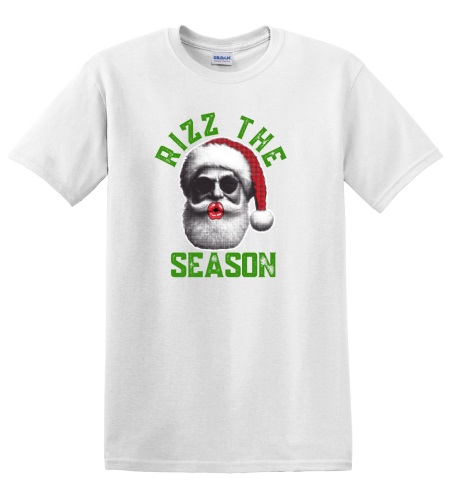 Epic Adult/Youth Rizz the Season Christmas Santa Kiss Cotton Graphic T ...