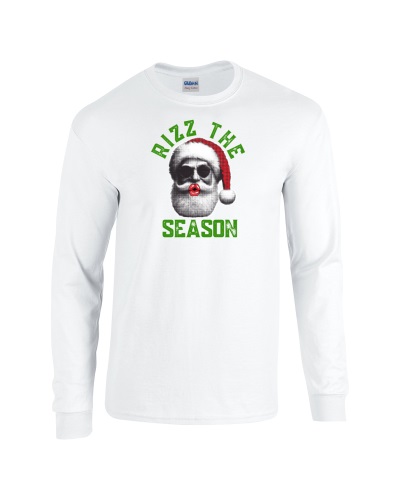 Epic Rizz the Season Christmas Santa Kiss Long Sleeve Cotton Graphic T ...