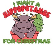 Epic Adult/Youth I Want A Hippopotamus Moo Deng Christmas Cotton Graphic T-Shirts