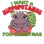 Epic Ladies I Want A Hippopotamus Moo Deng Christmas Long Sleeve Graphic T-Shirts