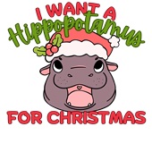 Epic Adult/Youth I Want A Hippo for Christmas Moo Deng Cotton Graphic T-Shirts