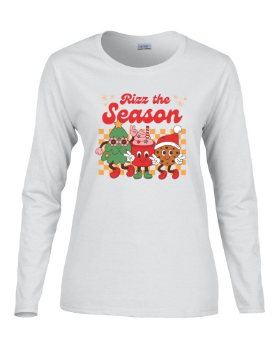 Epic Ladies Rizz The Season Skibidi Christmas Long Sleeve Graphic T ...