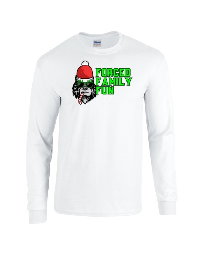 Epic Forced Family Fun Not Amused Christmas Long Sleeve Cotton Graphic T-Shirts. Free shipping.  Some exclusions apply.