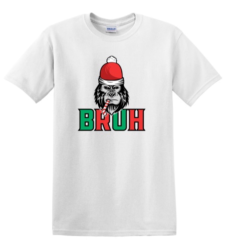 Epic Adult/Youth Bruh Not Amused Christmas Sigma Gorilla Cotton Graphic T-Shirts. Free shipping.  Some exclusions apply.