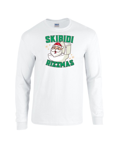 Epic Skibidi Rizzmas Ohio Sigma Christmas Long Sleeve Cotton Graphic T-Shirts. Free shipping.  Some exclusions apply.