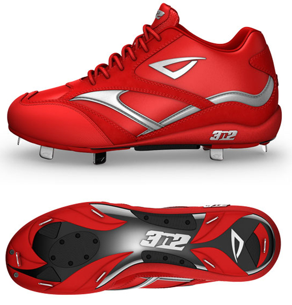 E23524 3n2 Showtime Metal Mid Baseball Cleats Red