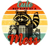 Epic Ladies Cute But Kind Of A Mess Raccoon V-Neck Graphic T-Shirts