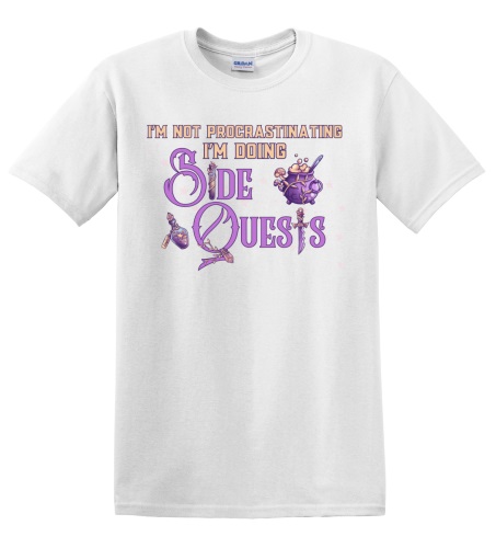 Epic Adult/Youth I'm Not Procrastinating Side Quests Art Cotton Graphic T-Shirts. Free shipping.  Some exclusions apply.