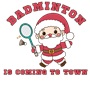 Epic Ladies Badminton Is Coming To Town Santa V-Neck Graphic T-Shirts