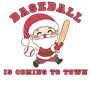 Epic Baseball Is Coming To Town Santa Long Sleeve Cotton Graphic T-Shirts