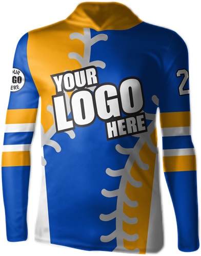 Long-Sleeve Sublimated Hood Tee - Custom "Stitched" Cool Performance Unisex Warmup Gear