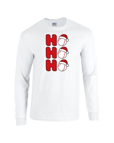 Epic Baseball Ho Ho Ho Christmas Greetings Long Sleeve Cotton Graphic T-Shirts. Free shipping.  Some exclusions apply.