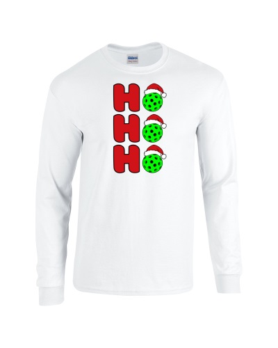 Epic Pickleball Ho Ho Ho Christmas Greetings Long Sleeve Cotton Graphic T-Shirts. Free shipping.  Some exclusions apply.