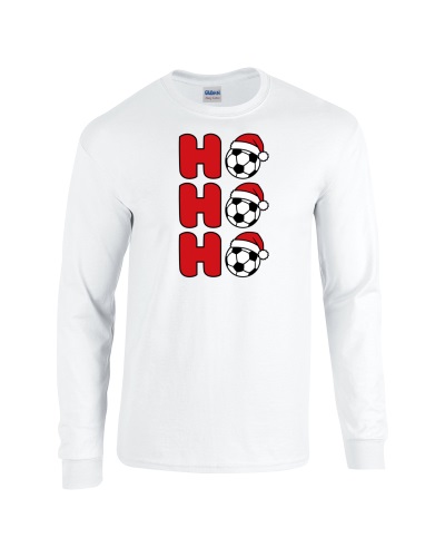 Epic Soccer Ho Ho Ho Christmas Greetings Long Sleeve Cotton Graphic T-Shirts. Free shipping.  Some exclusions apply.