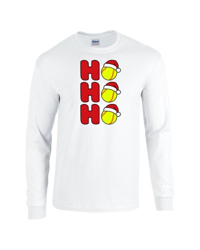 Epic Softball Ho Ho Ho Christmas Greetings Long Sleeve Cotton Graphic T-Shirts. Free shipping.  Some exclusions apply.