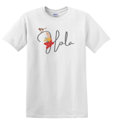 Epic Adult/Youth Hola Spanish Greeting Local Flower Bird Cotton Graphic T-Shirts. Free shipping.  Some exclusions apply.