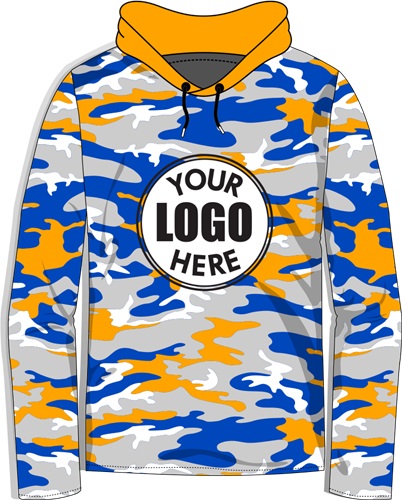 Long-Sleeve Sublimated Hood Tee - Custom "Camo" Cool Performance Unisex Warmup Gear