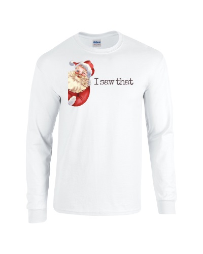 Epic I Saw That Santa Jesus Meme Dark Text Long Sleeve Cotton Graphic T-Shirts. Free shipping.  Some exclusions apply.