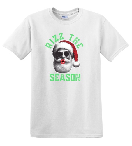 Epic Adult/Youth Rizz the Season Christmas Santa Kiss Cotton Graphic T-Shirts. Free shipping.  Some exclusions apply.