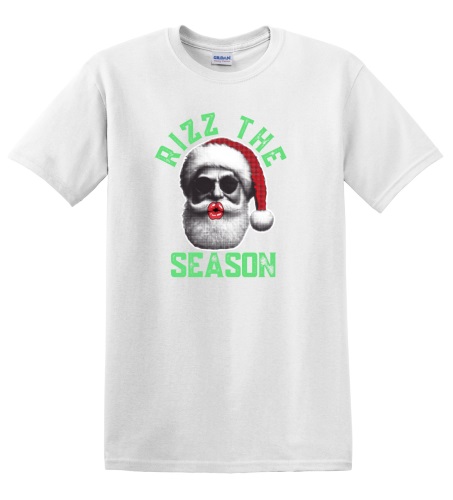 Epic Adult/Youth Rizz the Season Christmas Santa Kiss Cotton Graphic T ...