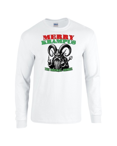 Epic Merry Krampus The Original Grinch Long Sleeve Cotton Graphic T-Shirts. Free shipping.  Some exclusions apply.