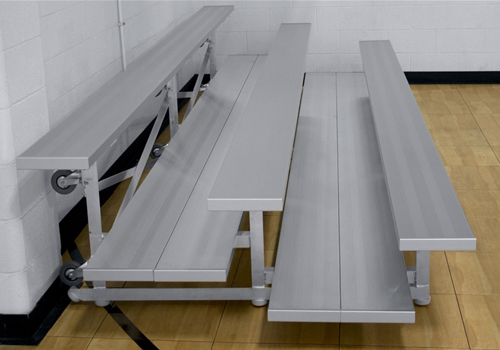 Gared Spectator Tip n' Roll 15' Bleacher, 3 Row, Double Foot Plank TRB0315DF