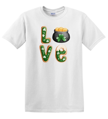Epic Adult/Youth LOVE Happy Saint Patrick's Day Pot Gold Cotton Graphic T-Shirts. Free shipping.  Some exclusions apply.