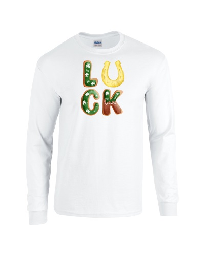 Epic LUCK Happy Saint Patrick's Day Gold Long Sleeve Cotton Graphic T-Shirts. Free shipping.  Some exclusions apply.