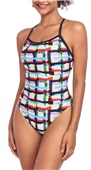 Adoretex Girl's/Women's Printed One Piece Thin Strap Athletic Swimsuit (FN051)