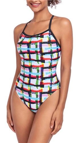 Adoretex Girl's/Women's Printed One Piece Thin Strap Athletic Swimsuit (FN051)