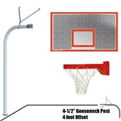 Basketball System - Gooseneck (4-1/2" Pole W/4 ft. Offset) Backboard & Rim Goal