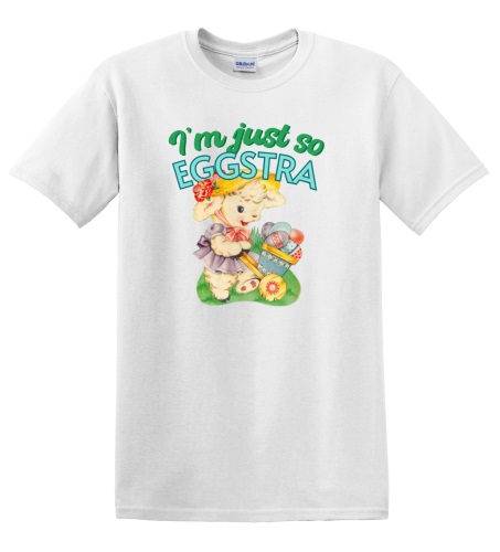 Epic Adult/Youth I'm Just So Eggstra Lamb Eggs Easter Cotton Graphic T-Shirts. Free shipping.  Some exclusions apply.