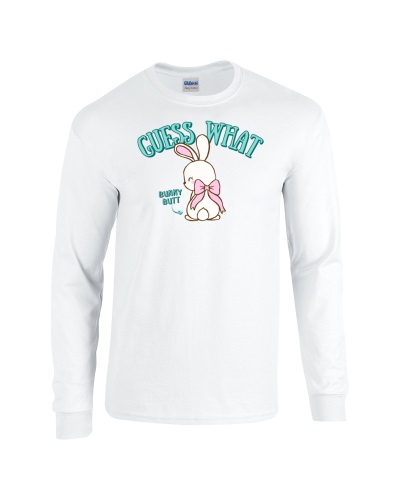 Epic Guess What Bunny Butt Funny Easter Long Sleeve Cotton Graphic T-Shirts. Free shipping.  Some exclusions apply.