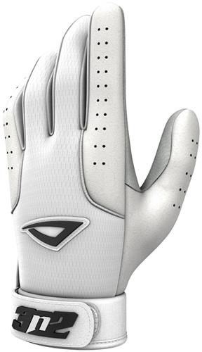 3n2 Sheepskin Leather Pro Bat Gloves White/White