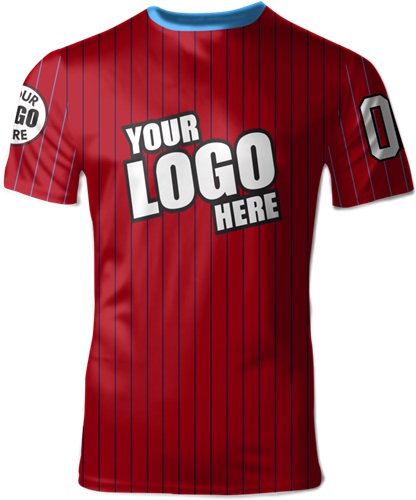 Custom All Sport Jersey - Sublimated "PlainPinstripe" Cool Performance Unisex Crew Tee