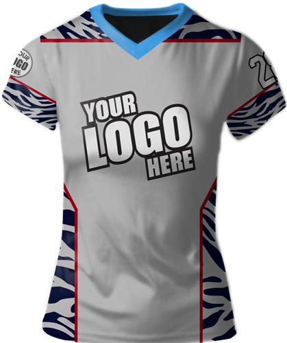 Sublimated Womens/Girls V-Neck Jersey - Custom "Animal" Cool Performance Tee