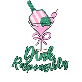 Epic Ladies Dink Responsibly Pickleball Pink Martini V-Neck Graphic T-Shirts