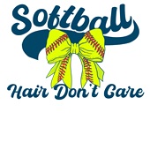 Epic Ladies Softball Hair Don't Care Bow V-Neck Graphic T-Shirts