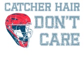 Epic Ladies Catcher Hair Dont Care Baseball Softball V-Neck Graphic T-Shirts
