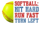 Epic Ladies Softball Hit Hard Run Fast Turn Left V-Neck Graphic T-Shirts