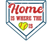Epic Ladies Home Is Where The Heart Is Softball V-Neck Graphic T-Shirts