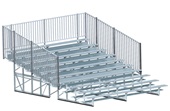 10 Row 15' Bleacher Single Foot Plank with Guard Rail - Enclosed BLCH-10GR