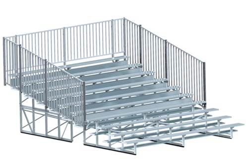 10 Row 15' Bleacher Single Foot Plank with Guard Rail - Enclosed BLCH-10GR