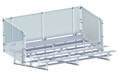 5 Row 15' Bleacher Single Foot Plank Chain Link Rail - Enclosed BLCH-5C